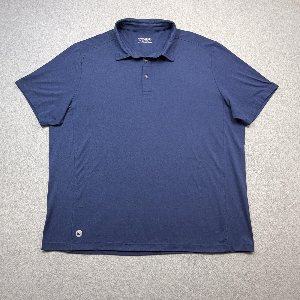 UNTUCKit Polo Shirt Mens XL Blue Performance Knit Golf Tennis Casual Tech Logo